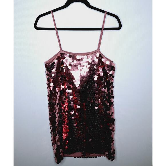 A New Day Big Sequin Slip Dress S Mini Party Prom Shift Paillette Swiftie HOCO - Picture 9 of 9
